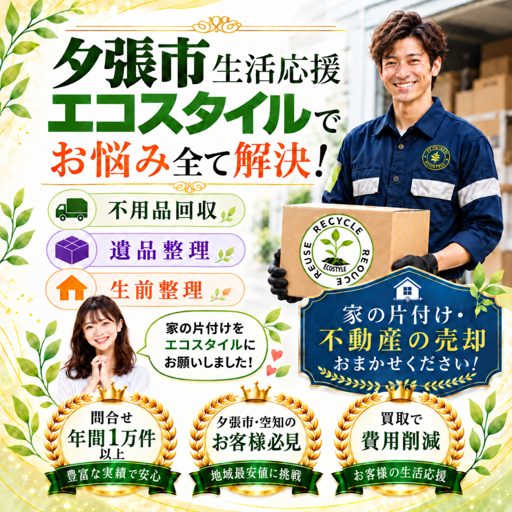 夕張市 生活応援エコスタイルでお悩み全て解決!不要品回収・遺品整理・生前整理家片付け・不動産売却