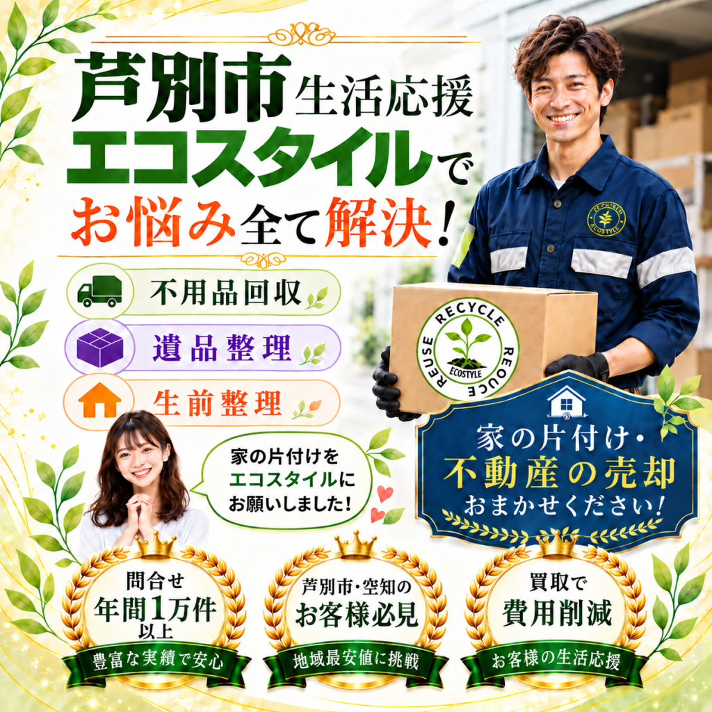 芦別市 生活応援エコスタイルでお悩み全て解決！不要品回収・遺品整理・生前整理家片付け・不動産売却